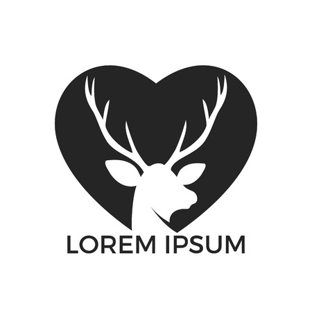 Deer heart shape logo design.のイラスト素材