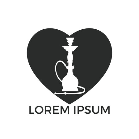 Hookah Heart logo design. Vintage sheesha logo. Lounge cafe emblem. Arabian bar or house, shop...