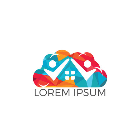 Cloud home and people logo design.のイラスト素材