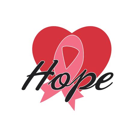 Breast cancer HOPE vector design. Fight against cancer, pink ribbon, breast cancer awareness symbol. Breast cancer awareness program vector template design.のイラスト素材