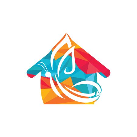 Butterfly and home logo design. Logo for cosmetics, lingerie, jewelry store.のイラスト素材