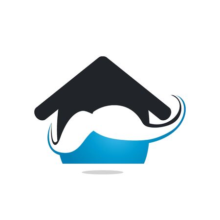 Mustache and home icon vector. Men's cancer awareness Vector icon.のイラスト素材