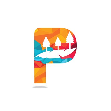 Nature landscape icon letter P  design.のイラスト素材