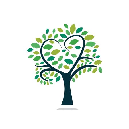 Abstract heart tree vector  design. Ecological icon tree vector design template.のイラスト素材