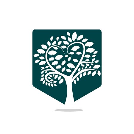 Abstract heart tree vector  design. Ecological icon tree vector design template.のイラスト素材