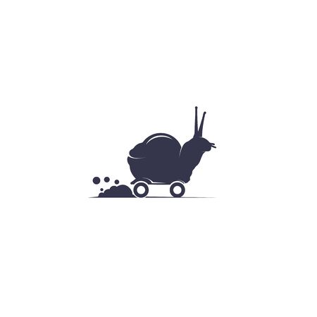 Speedy snail vector logo design. Delivery logo concept. Achievement and success sign.のイラスト素材