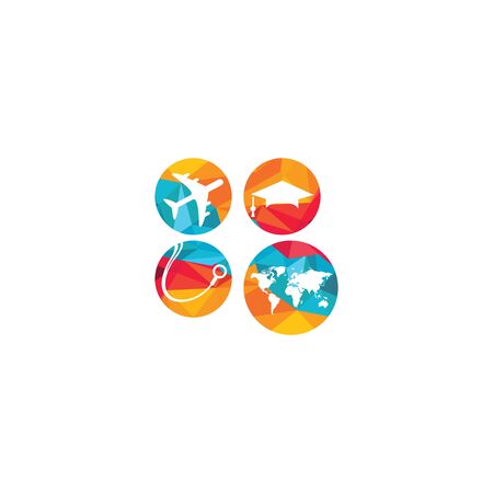 Study abroad vector logo design. Medical study in abroad logo concept.のイラスト素材