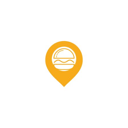 Pin burger restaurant logo design. Logotype for restaurant or cafe or pizzeria.のイラスト素材