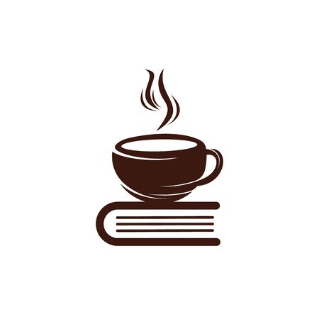 Coffee book vector logo design. Tea Book Store Iconic Logo.のイラスト素材