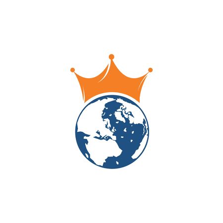 King Planet Vector Logo Design. Globe King Logo Icon Design.のイラスト素材
