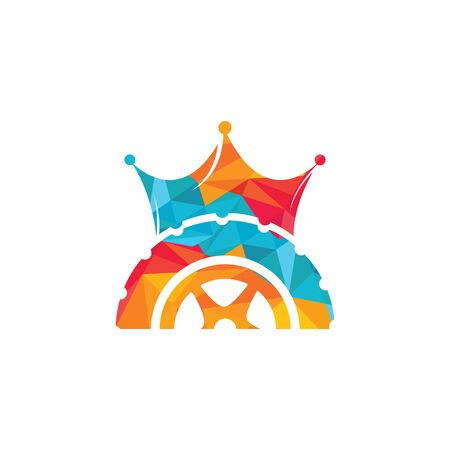 Tyre king vector logo design. Crown tire logotype.のイラスト素材