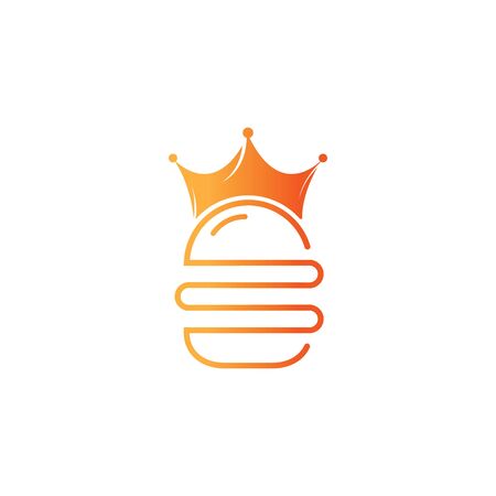 Burger vector logo design. Burger with crown icon logo concept.のイラスト素材