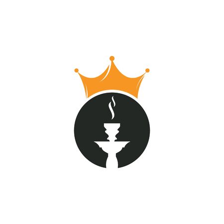 Hookah king vector logo design. Hookah logo with crown icon.のイラスト素材