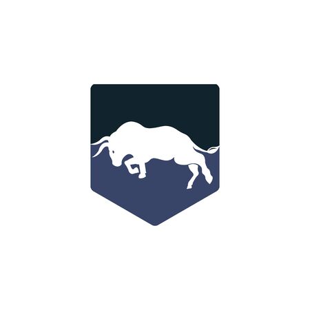 Bull vector logo design. Simple animal vector logo design template.のイラスト素材