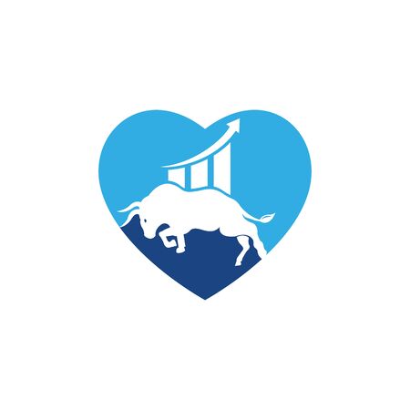 Financial bull logo design. Trade Bull Chart, finance logo. Economy finance chart bar business productivity logo icon.のイラスト素材