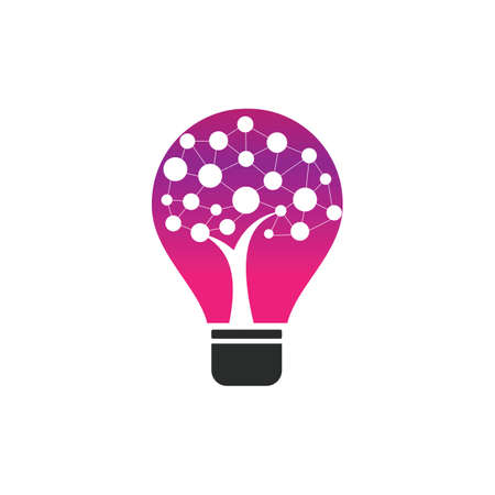 Tech tree bulb idea logo icon symbol inspiration template. Technology, nature, wireless, internet, network vector logo template.のイラスト素材
