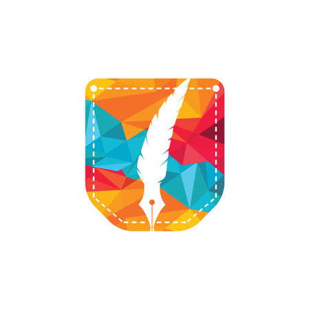 Feather pocket vector logo design. Education app logo concept.のイラスト素材