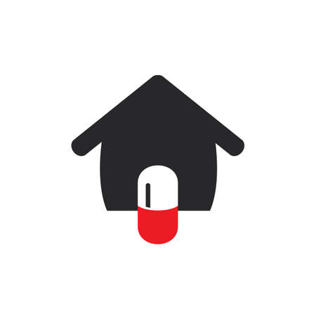 Home capsule logo design template. Medicine home delivery service logo concept.のイラスト素材