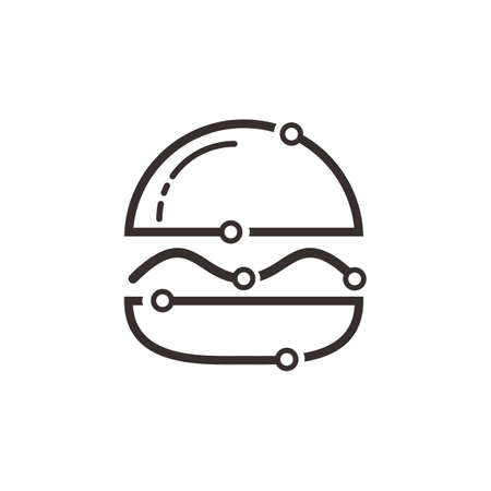 Burger tech vector logo design.のイラスト素材