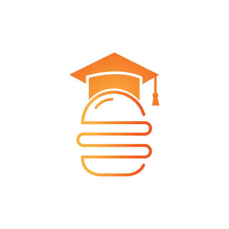 Food education vector logo design. Burger and graduation cap icon.のイラスト素材
