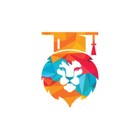 Lion Student vector logo design. Lion academy logo concept.のイラスト素材