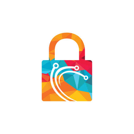 Lock Tech Logo Design Template. Cyber security logotype.のイラスト素材