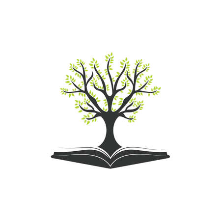 Tree With Book Education Logo Template.のイラスト素材