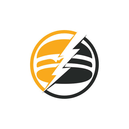 Flash burger design. Burger with thunderstorm and home icon.のイラスト素材