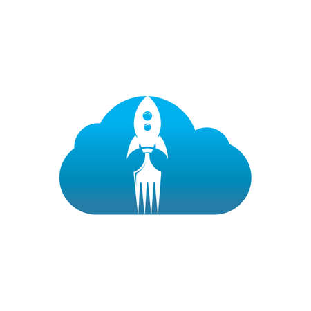 Rocket food with cloud icon logo design illustration. Fast food delivery logo template.のイラスト素材