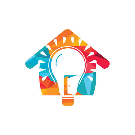 smart room vector logo design. Bulb and room icon logo.のイラスト素材