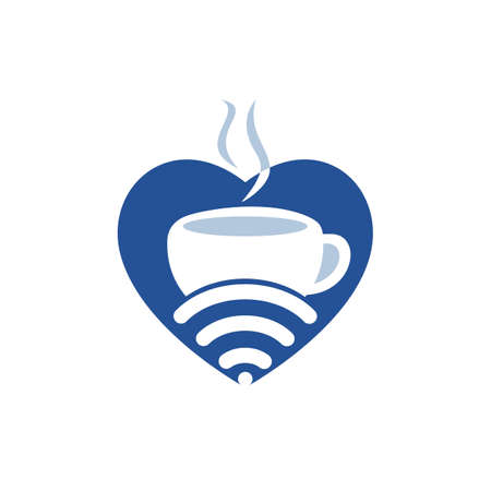 Coffee cup   and heart vector icon logo. Creative logo design template for cafe or restaurant.のイラスト素材