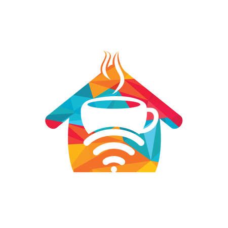 Coffee cup   and home vector icon logo. Creative logo design template for cafe or restaurant.のイラスト素材