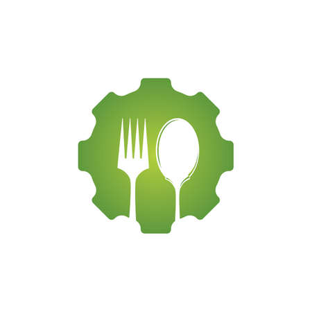 Gear food vector logo design. Organic food logo concept.のイラスト素材
