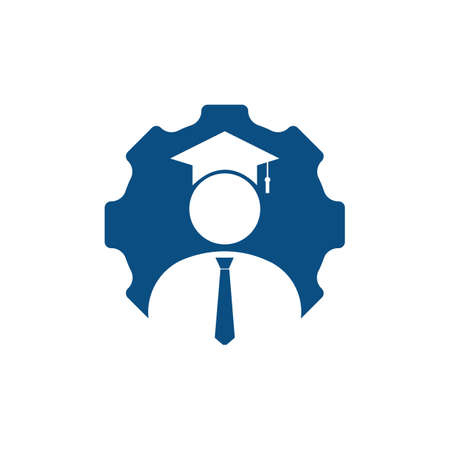Student gear vector logo template. Graduation Engineer logo symbol or icon template.のイラスト素材