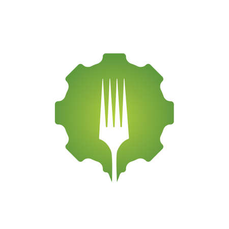 Gear food vector logo design. Organic food logo concept.のイラスト素材