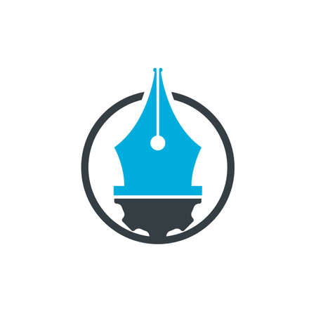 Gear and pen vector logo design. Unique law and industrial logotype design template.のイラスト素材