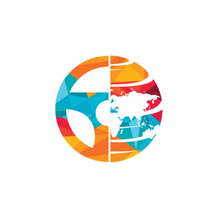 Drive world vector logo design. Steering wheel and world symbol or icon.のイラスト素材
