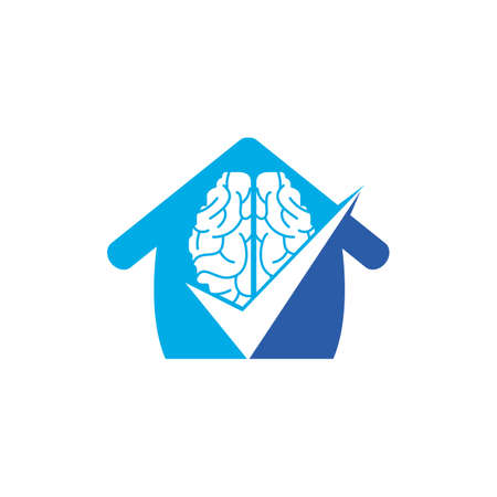 Brain check vector logo design. Brain and tick icon logo.のイラスト素材