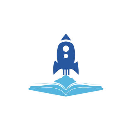 Rocket book vector logo design. Fast eBook logo template design vector.のイラスト素材
