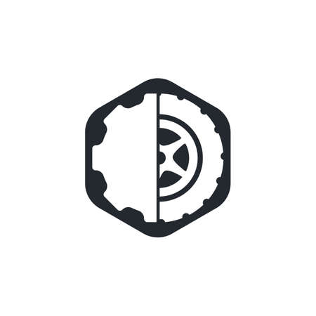 Tire and gear icon vector. Auto service vector template.のイラスト素材