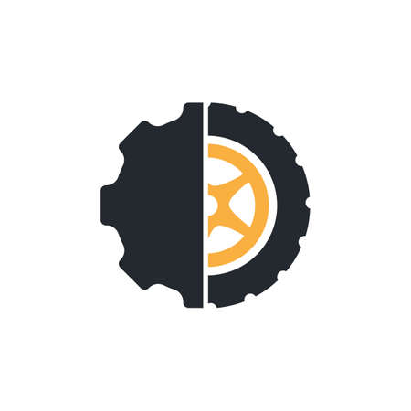 Tire and gear icon vector. Auto service vector template.のイラスト素材