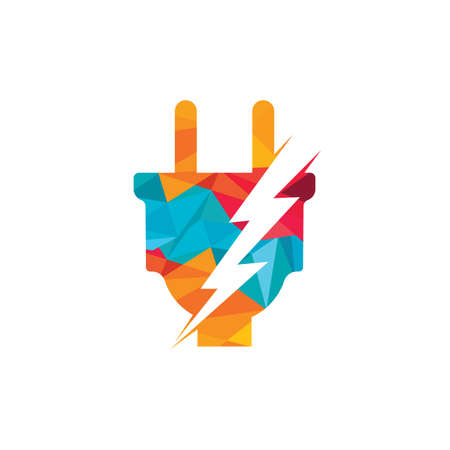 Electrical plug and thunderbolt vector icon design. Power energy symbol.のイラスト素材