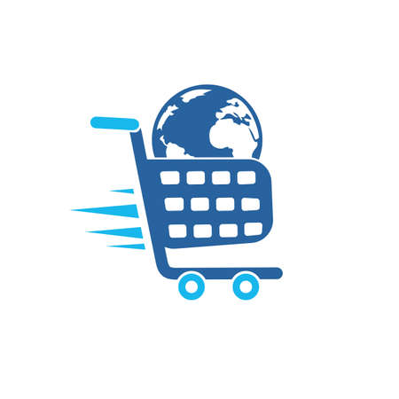 Globe shopping cart vector logo design. Online Shop logo designs concept.のイラスト素材