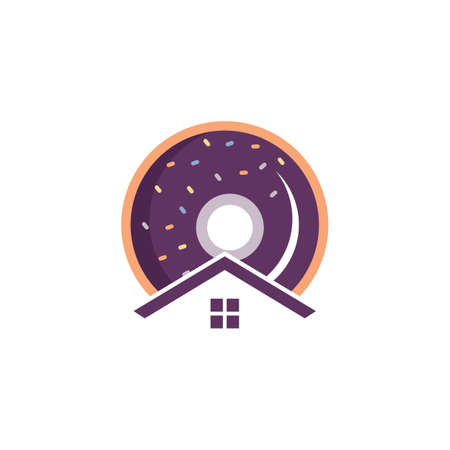 Home doughnut vector logo design. Bakery logo design concept.のイラスト素材