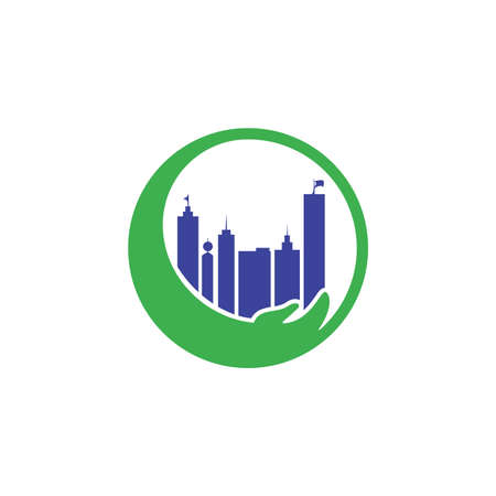 City care vector logo design. Tower Care logo template.のイラスト素材