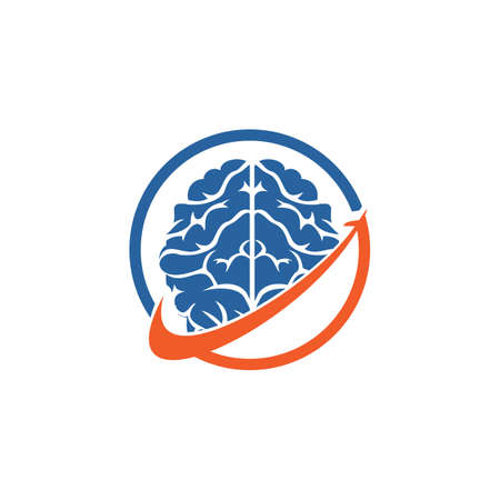 Smart travel vector logo design. Brain travel logo icon design.のイラスト素材