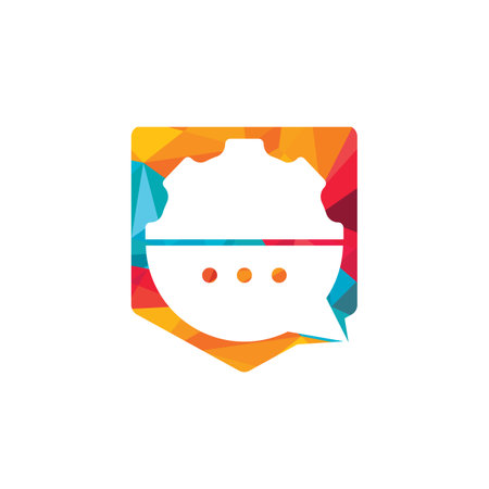 Gear chat vector logo design template. Gear bubble chat vector logo.のイラスト素材