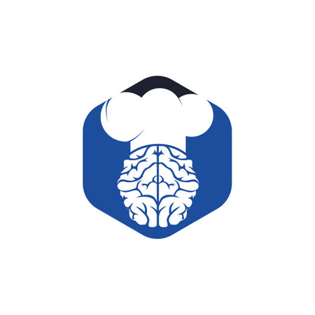 Smart chef vector logo design concept. Brain and chef hat icon.のイラスト素材