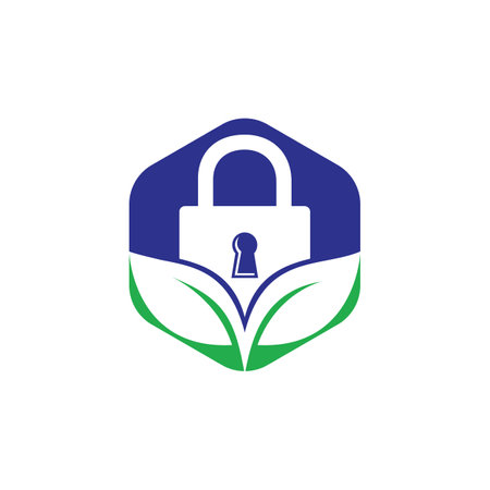 Padlock leaf vector logo design. Nature security lock logo design concept.のイラスト素材