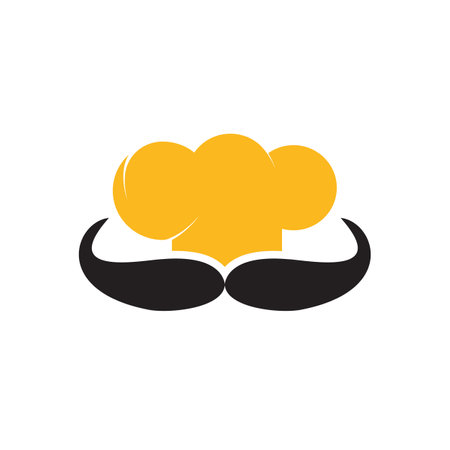 Mister Chef vector logo design template. Chef cap and mustache icon design.のイラスト素材